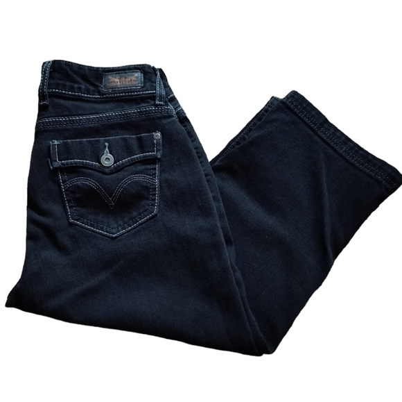 Levi's Faded Black Faux Flap Pocket Capri Size 8 - Picture 1 of 9